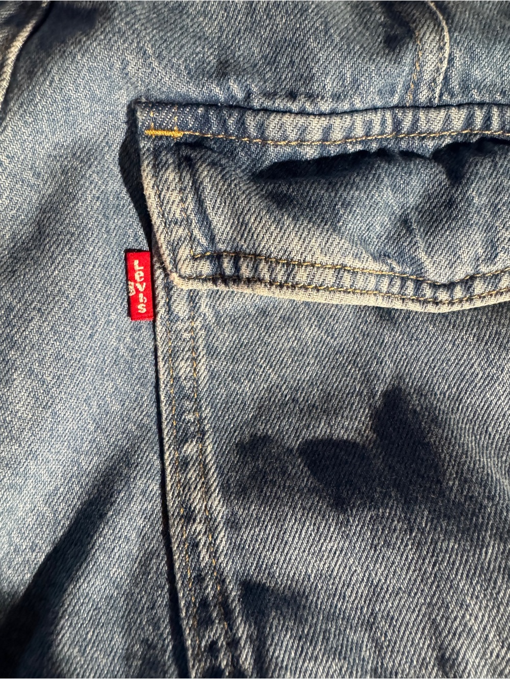 Levi's Medium Blue High-Rise Cinch Denim Shorts with Front Patch Pockets - Picture 7 of 12